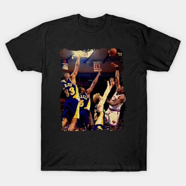 Patrick Ewing Taking on The Entire Indiana Pacers Team! T-Shirt by Omeshshopart